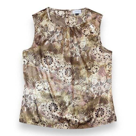 TAHARI Arthur S Levine Gold Medallion Blouse Sz M - Picture 1 of 12